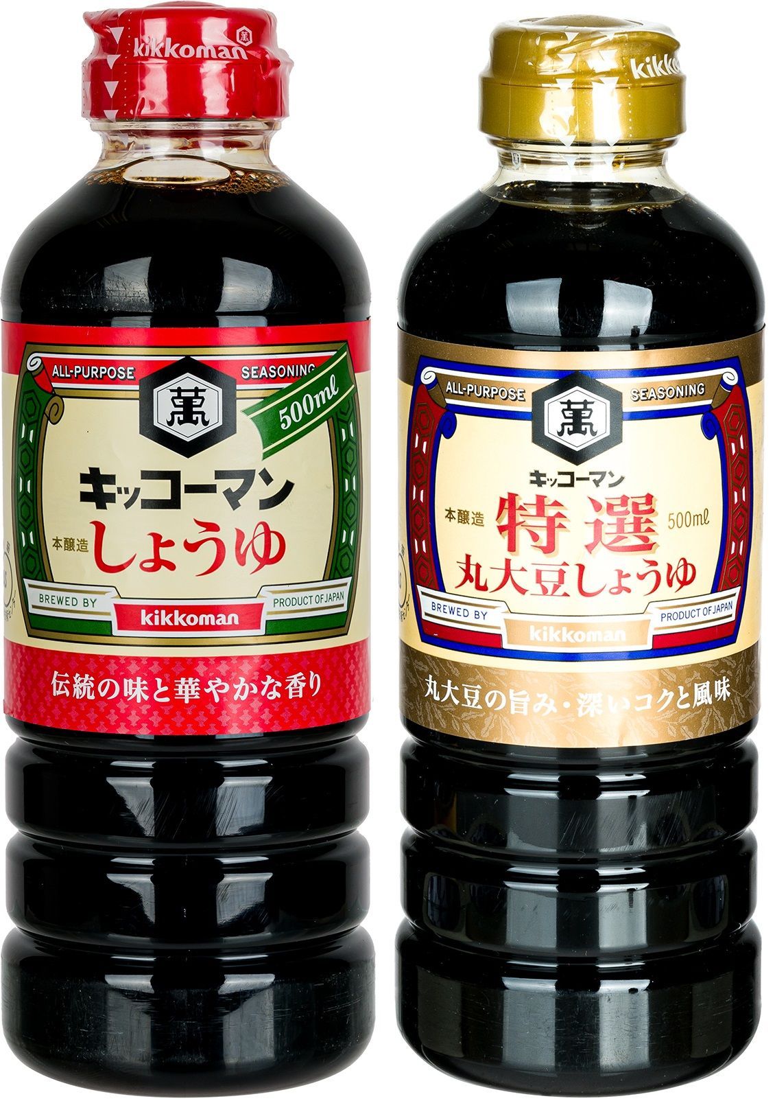 Японский соевый соус Kikkoman насыщенный и насыщенный премиальный (2 штуки в наборе), 1000 мл., Япония.