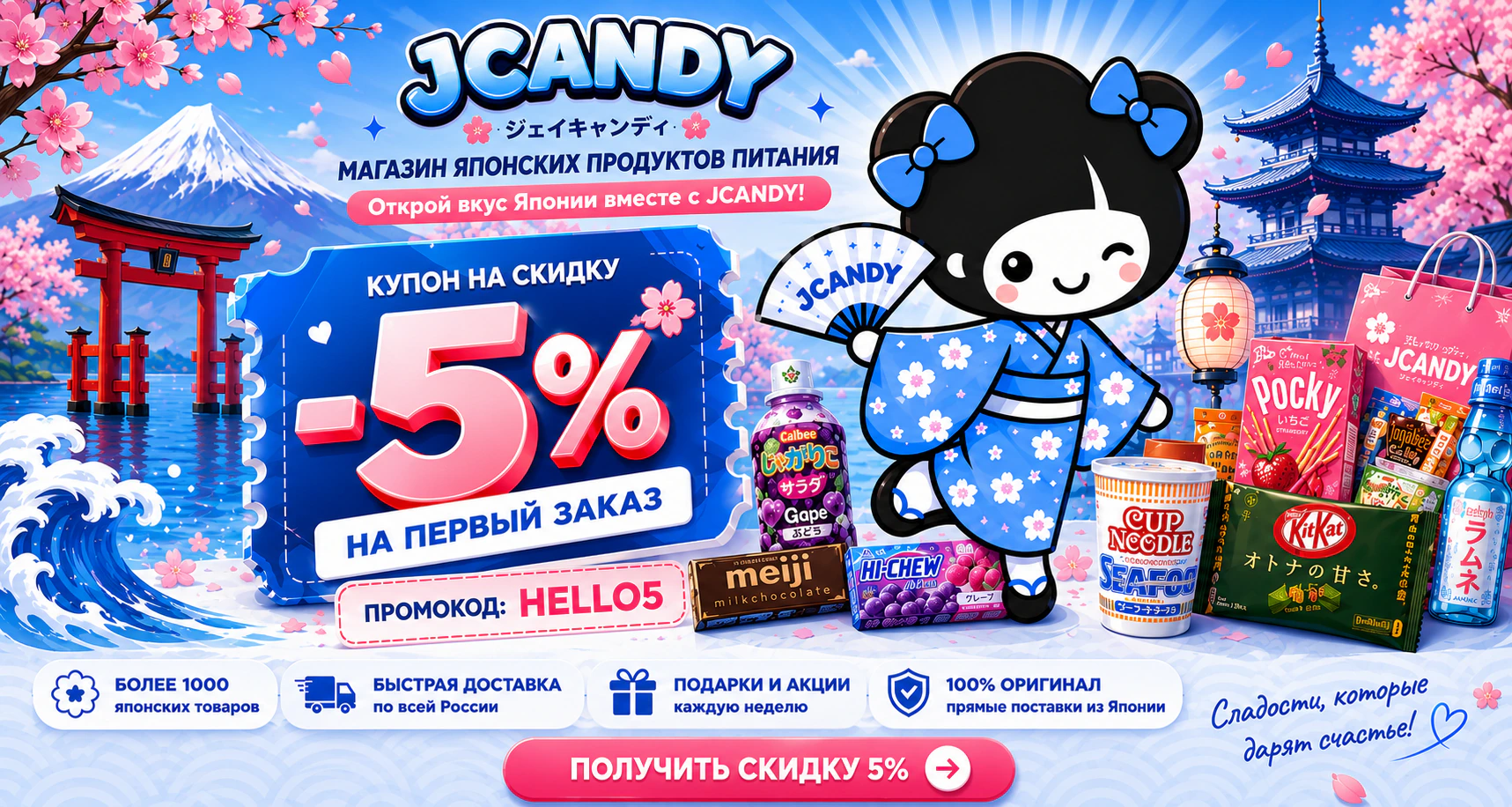Скидка на первый заказ в JCANDY